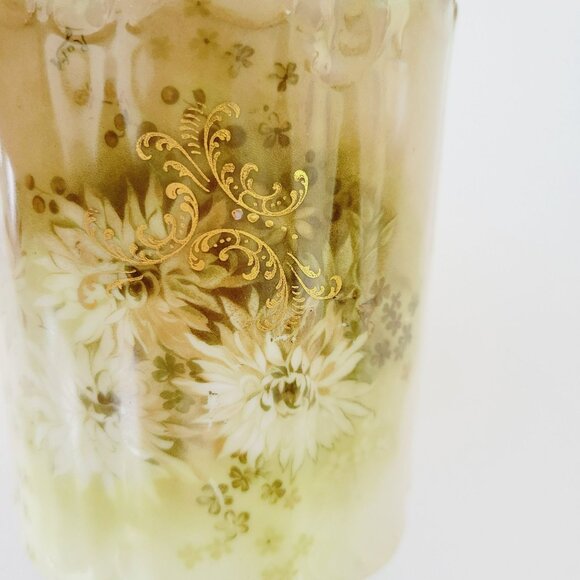 Antique Rosenthal Monbijou Brown & Green Floral Biscuit Cracker Cookie Jar - Picture 3 of 16